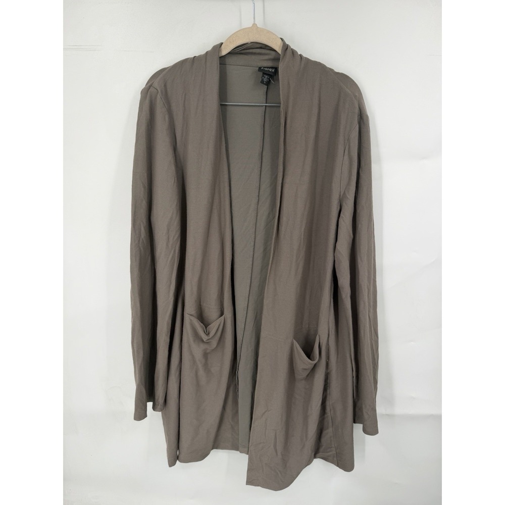 Eileen Fisher Open Front Cardigan Women XL Brown Minimalist‎ Granolagirl Mature